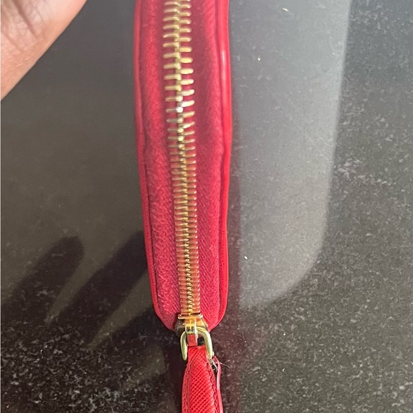 PRADA Red Saffiano Leather Zippy Wallet - Picture 8 of 12